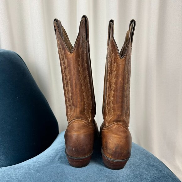 Vintage Boulet Brown Leather Cowboy Boots Brown Size 10 - Picture 13 of 15